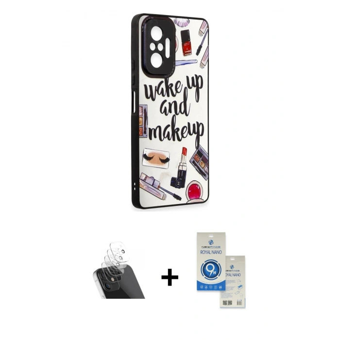 MARSİLYAN™- Redmi Note 10 Pro Kılıf Odak Klasik Serisi - Şeffaf Royal Nano Ekran Koruyucu + Kamera Lens Koruma Cam - SF