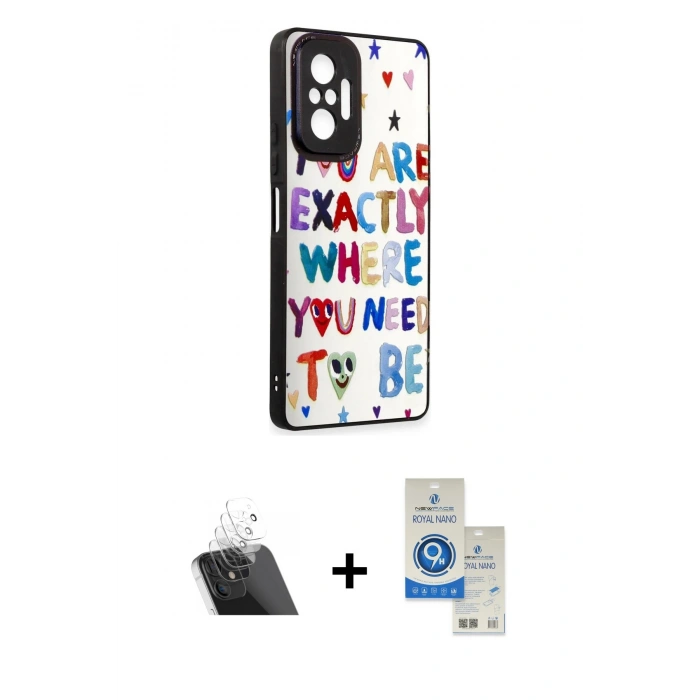 MARSİLYAN™- Redmi Note 10 Pro Kılıf Odak Klasik Serisi - Şeffaf Royal Nano Ekran Koruyucu + Kamera Lens Koruma Cam - SF