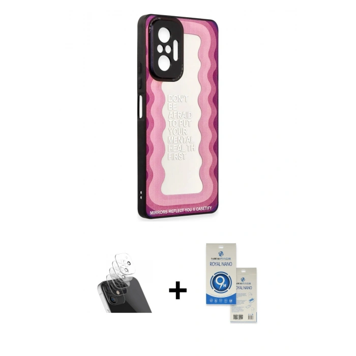 MARSİLYAN™- Redmi Note 10 Pro Kılıf Odak Klasik Serisi - Şeffaf Royal Nano Ekran Koruyucu + Kamera Lens Koruma Cam - SF