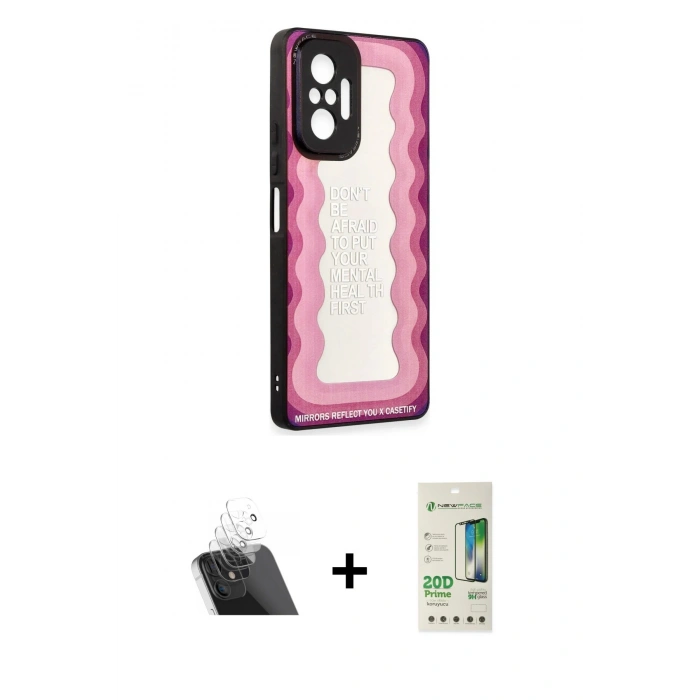 MARSİLYAN™- Redmi Note 10 Pro Kılıf Odak Klasik Serisi - Siyah 20D Premium Cam Ekran Koruyucu + Kamera Lens Koruma Cam - SF