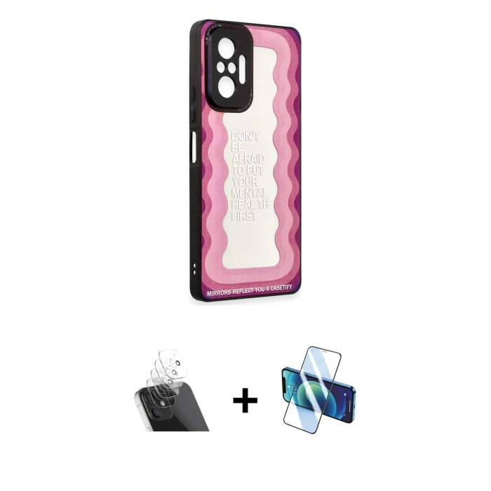 MARSİLYAN™- Redmi Note 10 Pro Kılıf Odak Klasik Serisi - Siyah 3D Antistatik Cam Ekran Koruyucu + Kamera Lens Koruma Cam - SF