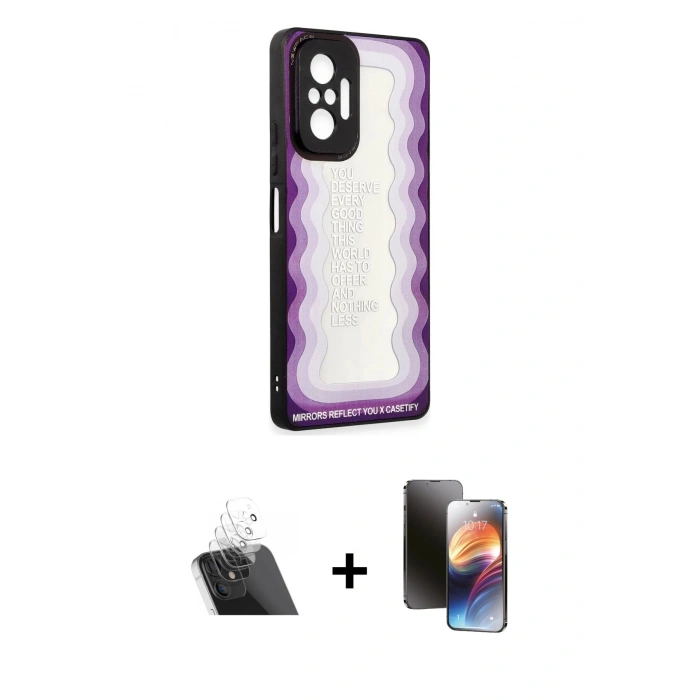 MARSİLYAN™- Redmi Note 10 Pro Kılıf Odak Klasik Serisi - Siyah 3D Antistatik Mat Seramik Nano Ekran Koruyucu + Kamera Lens Koruma Cam - SF