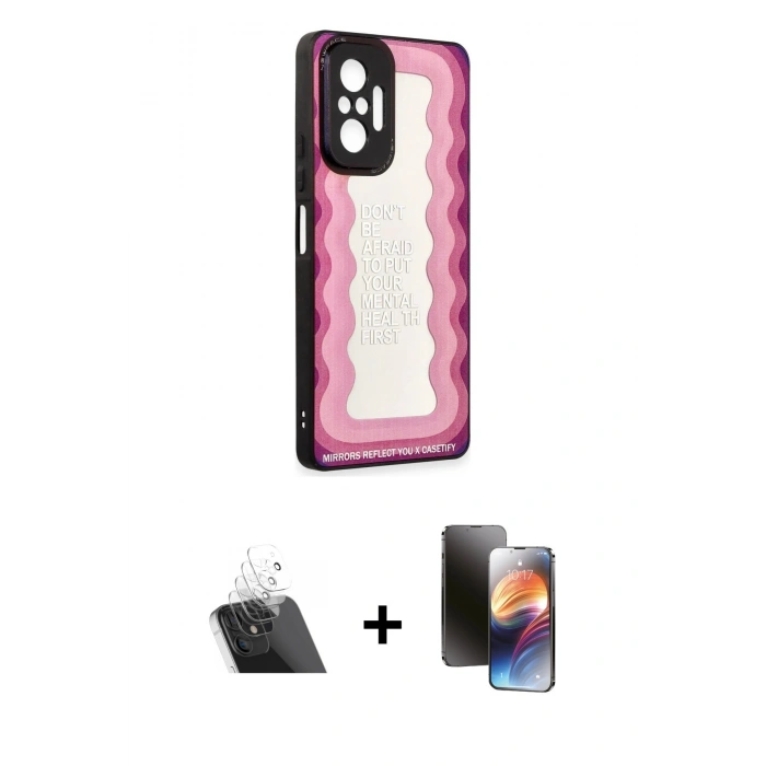 MARSİLYAN™- Redmi Note 10 Pro Kılıf Odak Klasik Serisi - Siyah 3D Antistatik Mat Seramik Nano Ekran Koruyucu + Kamera Lens Koruma Cam - SF