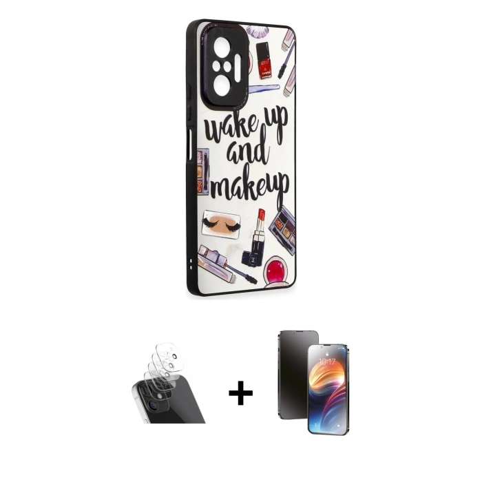 MARSİLYAN™- Redmi Note 10 Pro Kılıf Odak Klasik Serisi - Siyah 3D Antistatik Mat Seramik Nano Ekran Koruyucu + Kamera Lens Koruma Cam - SF