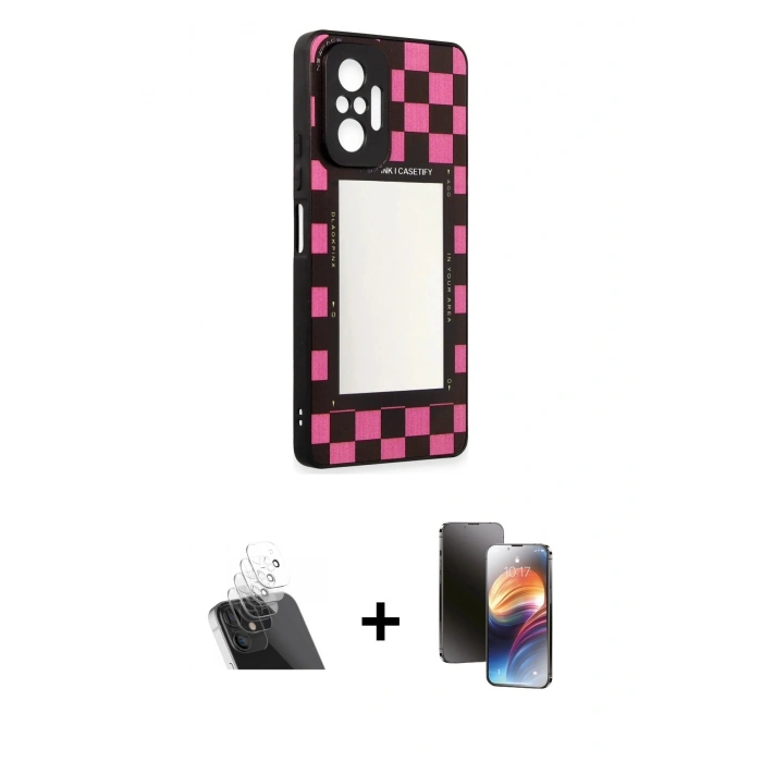 MARSİLYAN™- Redmi Note 10 Pro Kılıf Odak Klasik Serisi - Siyah 3D Antistatik Mat Seramik Nano Ekran Koruyucu + Kamera Lens Koruma Cam - SF