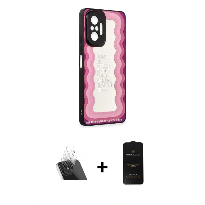 MARSİLYAN™- Redmi Note 10 Pro Kılıf Odak Klasik Serisi - Siyah 6D Antistatik Mat Seramik Hayalet Nano Ekran Koruyucu + Kamera Lens Koruma Cam - SF