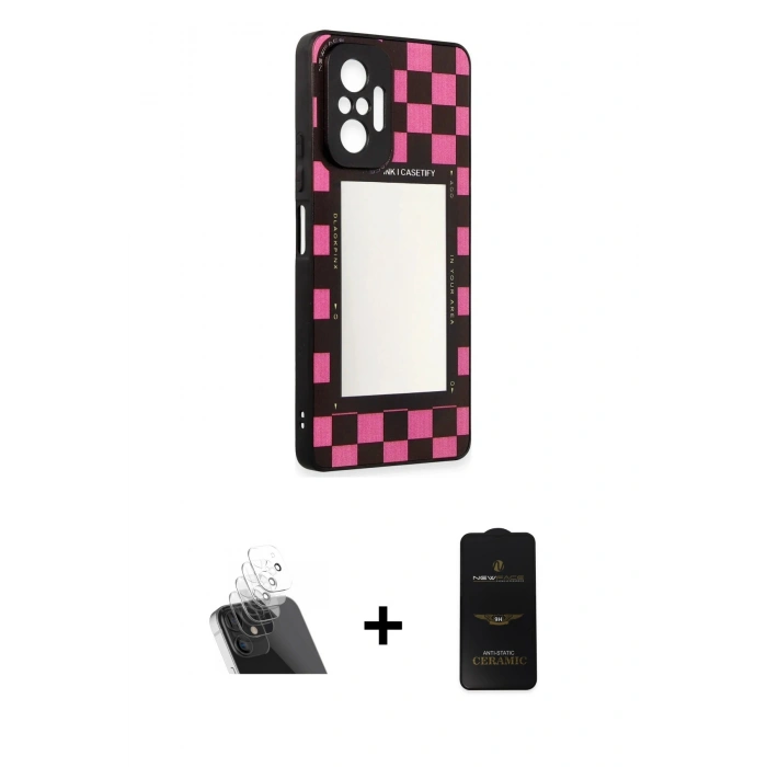 MARSİLYAN™- Redmi Note 10 Pro Kılıf Odak Klasik Serisi - Siyah 6D Antistatik Mat Seramik Hayalet Nano Ekran Koruyucu + Kamera Lens Koruma Cam - SF