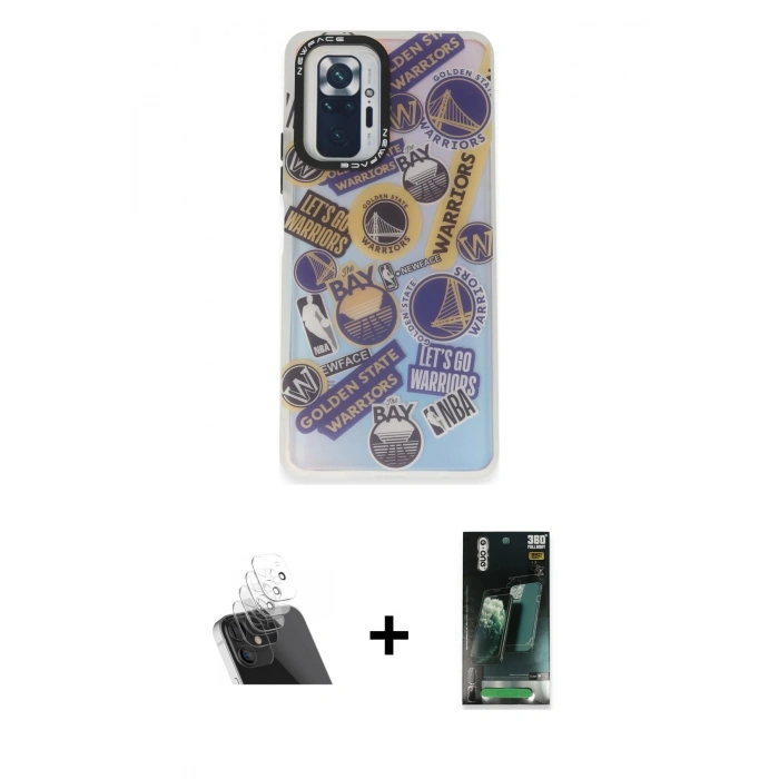 MARSİLYAN™- Redmi Note 10 Pro Kılıf Siluet Çizgi Koleksiyonu - Şeffaf 360 Full Body Arka Koruyucu + Şeffaf Kamera Lens Koruma Cam