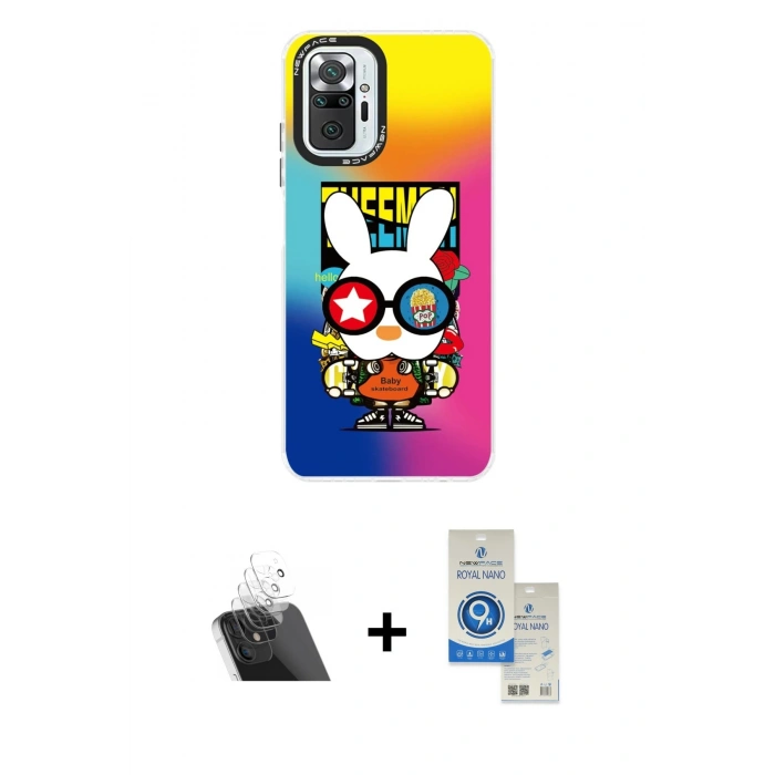 MARSİLYAN™- Redmi Note 10 Pro Kılıf Siluet Çizgi Koleksiyonu - Şeffaf Royal Nano Ekran Koruyucu + Kamera Lens Koruma Cam - SF