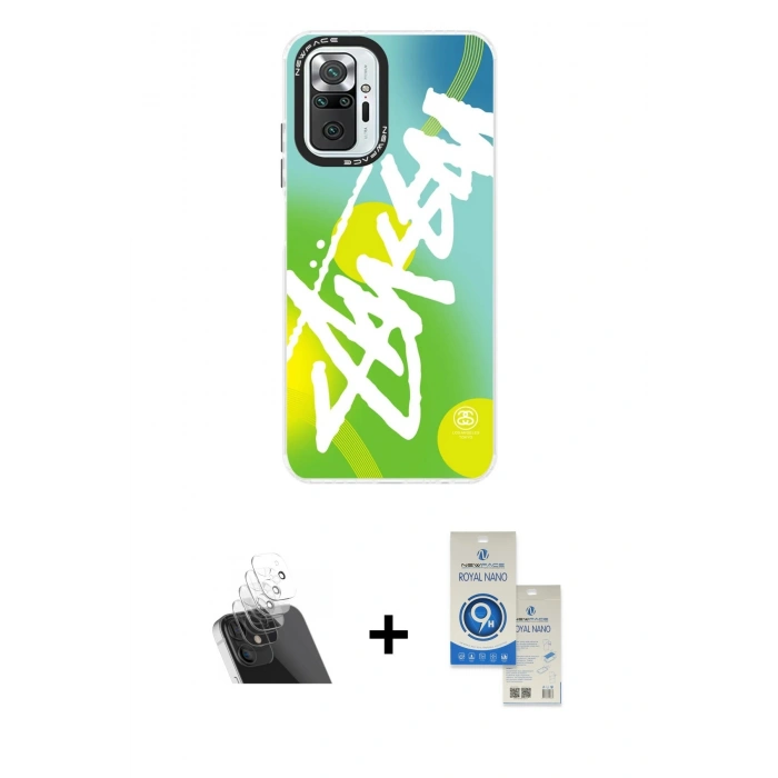 MARSİLYAN™- Redmi Note 10 Pro Kılıf Siluet Çizgi Koleksiyonu - Şeffaf Royal Nano Ekran Koruyucu + Kamera Lens Koruma Cam - SF