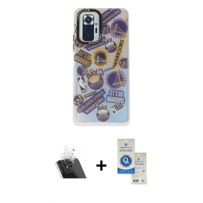 MARSİLYAN™- Redmi Note 10 Pro Kılıf Siluet Çizgi Koleksiyonu - Şeffaf Royal Nano Ekran Koruyucu + Kamera Lens Koruma Cam - SF