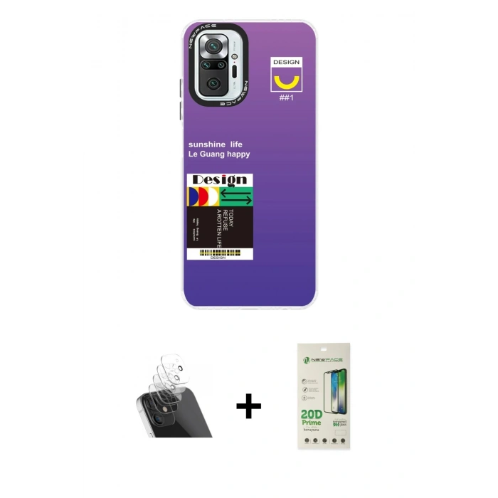 MARSİLYAN™- Redmi Note 10 Pro Kılıf Siluet Çizgi Koleksiyonu - Siyah 20D Premium Cam Ekran Koruyucu + Kamera Lens Koruma Cam - SF