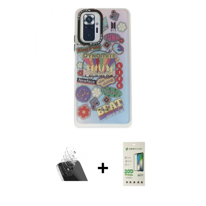 MARSİLYAN™- Redmi Note 10 Pro Kılıf Siluet Çizgi Koleksiyonu - Siyah 20D Premium Cam Ekran Koruyucu + Kamera Lens Koruma Cam - SF