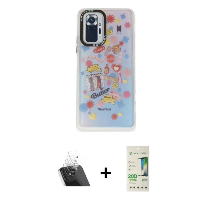MARSİLYAN™- Redmi Note 10 Pro Kılıf Siluet Çizgi Koleksiyonu - Siyah 20D Premium Cam Ekran Koruyucu + Kamera Lens Koruma Cam - SF