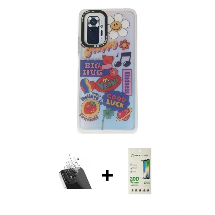 MARSİLYAN™- Redmi Note 10 Pro Kılıf Siluet Çizgi Koleksiyonu - Siyah 20D Premium Cam Ekran Koruyucu + Kamera Lens Koruma Cam - SF
