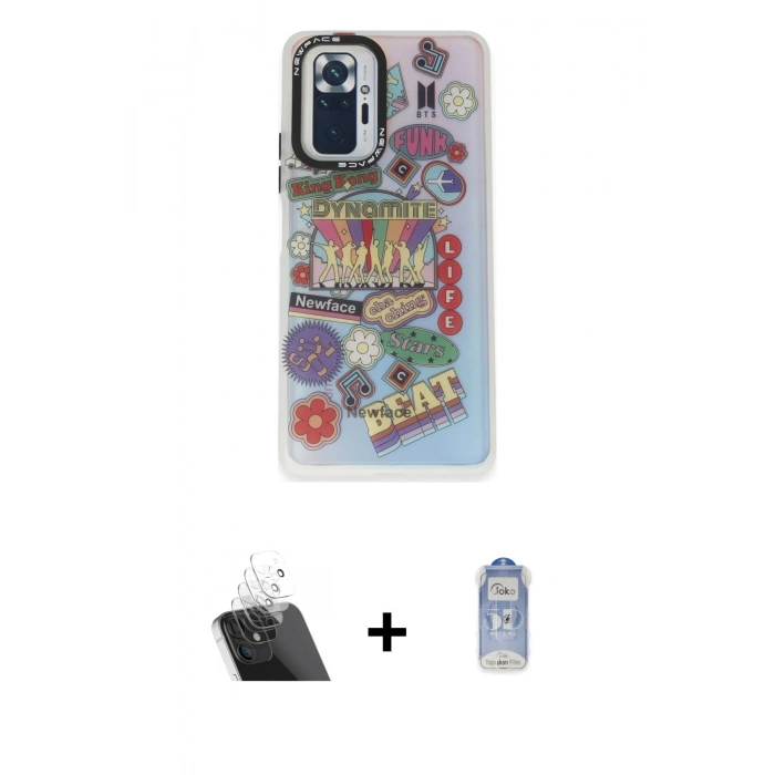 MARSİLYAN™- Redmi Note 10 Pro Kılıf Siluet Çizgi Koleksiyonu - Siyah Joko Magic 5D Cam + Kamera Lens Koruma Cam - SF