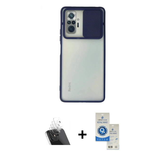 MARSİLYAN™- Redmi Note 10 Pro Kılıf Vadi Çizgi - Şeffaf Royal Nano Ekran Koruyucu + Kamera Lens Koruma Cam - SF