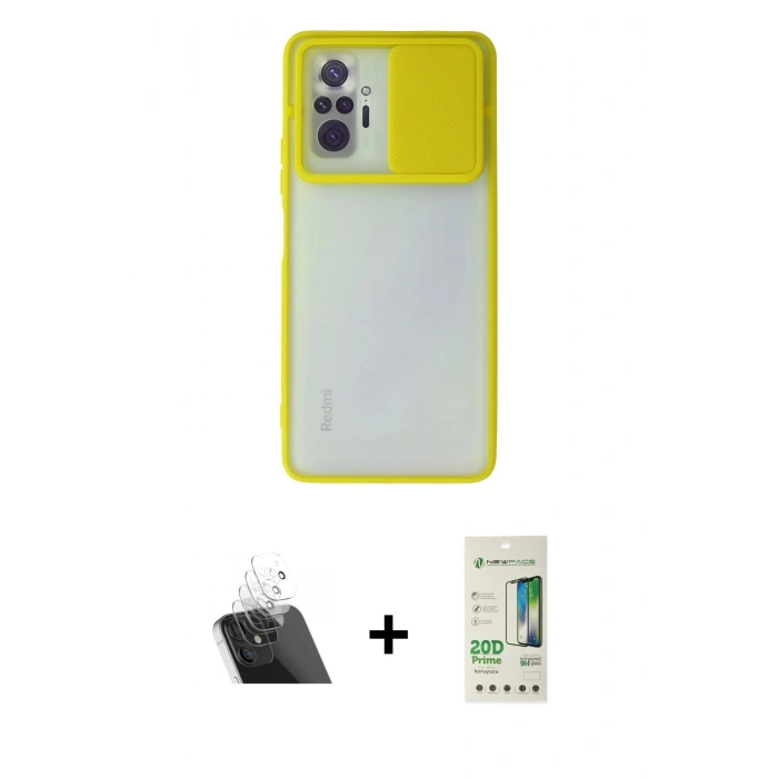 MARSİLYAN™- Redmi Note 10 Pro Kılıf Vadi Çizgi - Siyah 20D Premium Cam Ekran Koruyucu + Şeffaf Kamera Lens Koruma Cam