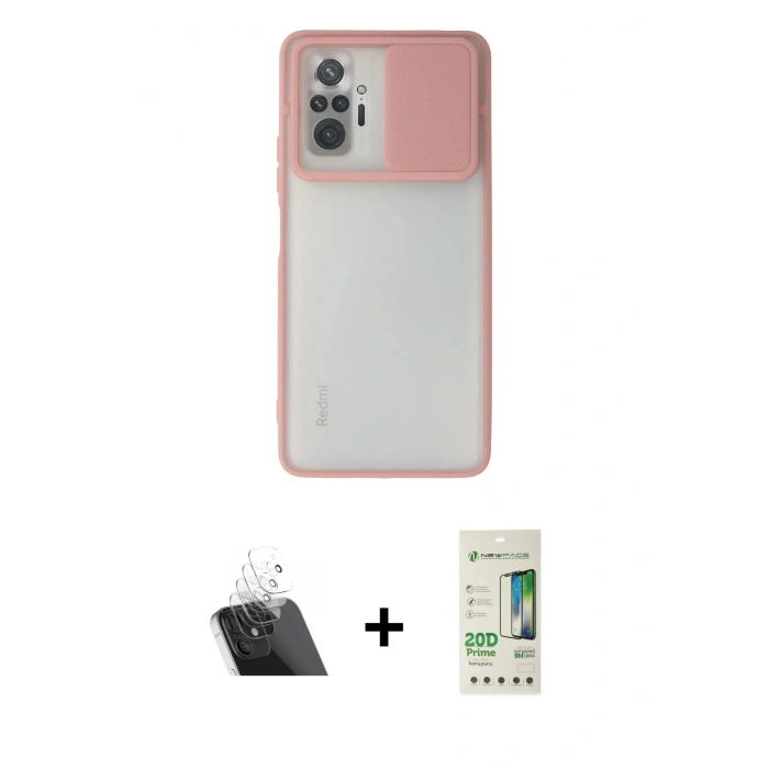 MARSİLYAN™- Redmi Note 10 Pro Kılıf Vadi Çizgi - Siyah 20D Premium Cam Ekran Koruyucu + Şeffaf Kamera Lens Koruma Cam