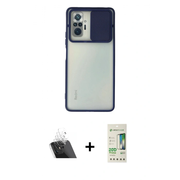 MARSİLYAN™- Redmi Note 10 Pro Kılıf Vadi Çizgi - Siyah 20D Premium Cam Ekran Koruyucu + Şeffaf Kamera Lens Koruma Cam
