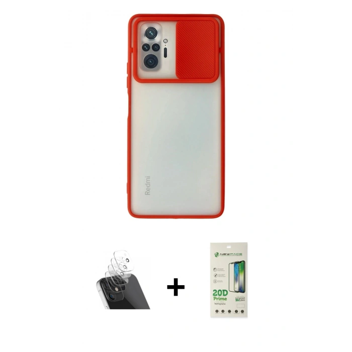 MARSİLYAN™- Redmi Note 10 Pro Kılıf Vadi Çizgi - Siyah 20D Premium Cam Ekran Koruyucu + Şeffaf Kamera Lens Koruma Cam