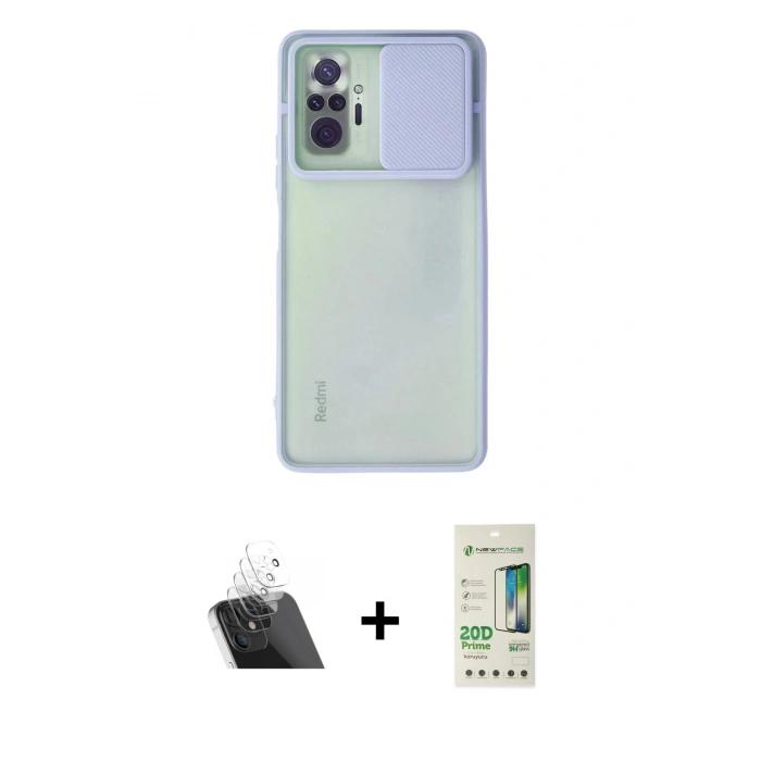 MARSİLYAN™- Redmi Note 10 Pro Kılıf Vadi Çizgi - Siyah 20D Premium Cam Ekran Koruyucu + Şeffaf Kamera Lens Koruma Cam
