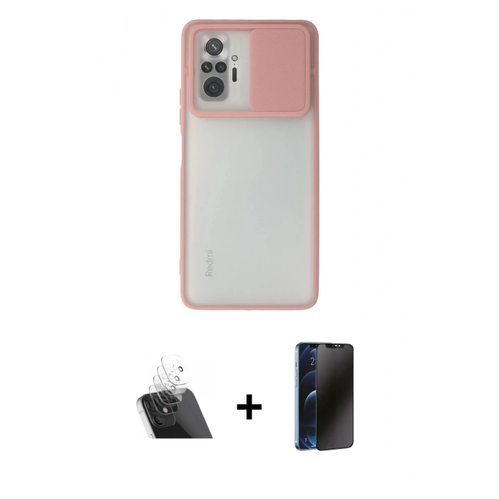 MARSİLYAN™- Redmi Note 10 Pro Kılıf Vadi Çizgi - Siyah 3D Antistatik Hayalet Cam Ekran Koruyucu + Kamera Lens Koruma Cam - SF