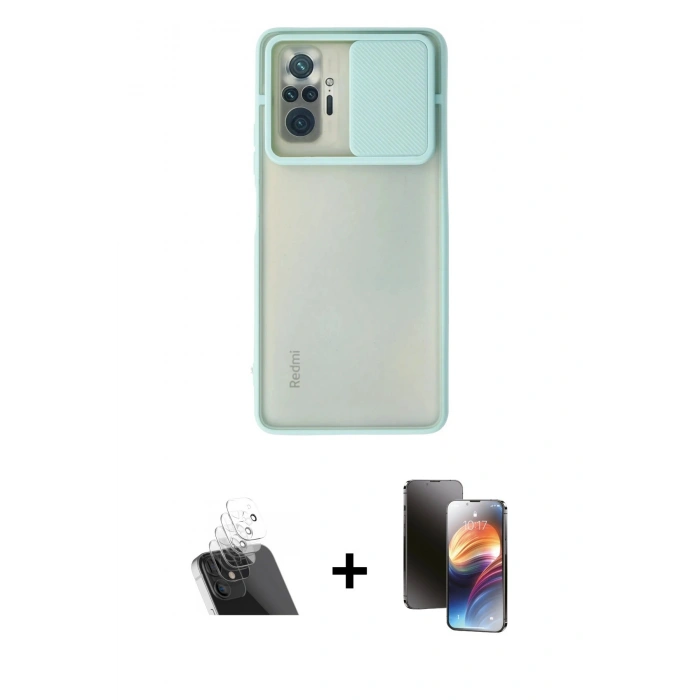 MARSİLYAN™- Redmi Note 10 Pro Kılıf Vadi Çizgi - Siyah 3D Antistatik Mat Seramik Nano Ekran Koruyucu + Kamera Lens Koruma Cam - SF