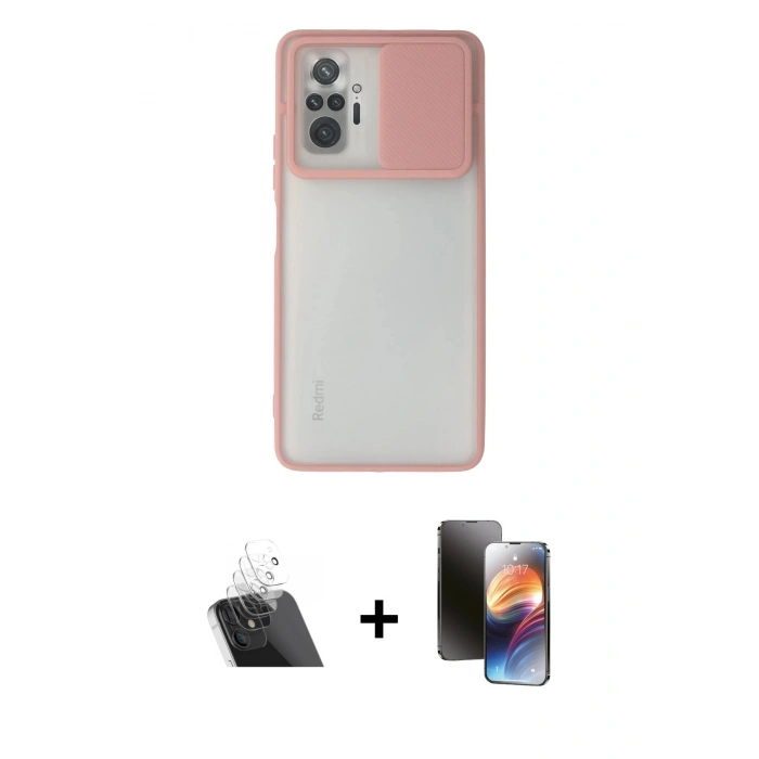 MARSİLYAN™- Redmi Note 10 Pro Kılıf Vadi Çizgi - Siyah 3D Antistatik Mat Seramik Nano Ekran Koruyucu + Kamera Lens Koruma Cam - SF