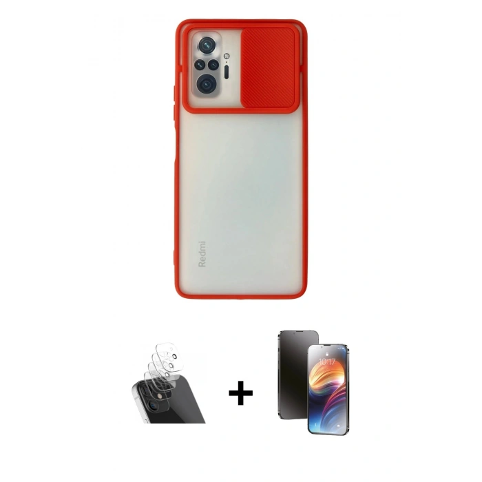 MARSİLYAN™- Redmi Note 10 Pro Kılıf Vadi Çizgi - Siyah 3D Antistatik Mat Seramik Nano Ekran Koruyucu + Kamera Lens Koruma Cam - SF