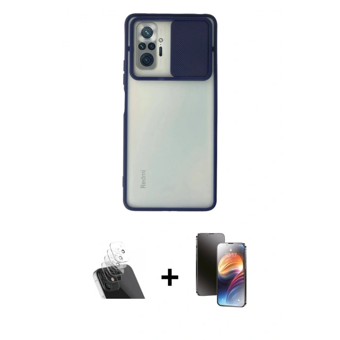 MARSİLYAN™- Redmi Note 10 Pro Kılıf Vadi Çizgi - Siyah 3D Antistatik Mat Seramik Nano Ekran Koruyucu + Kamera Lens Koruma Cam - SF