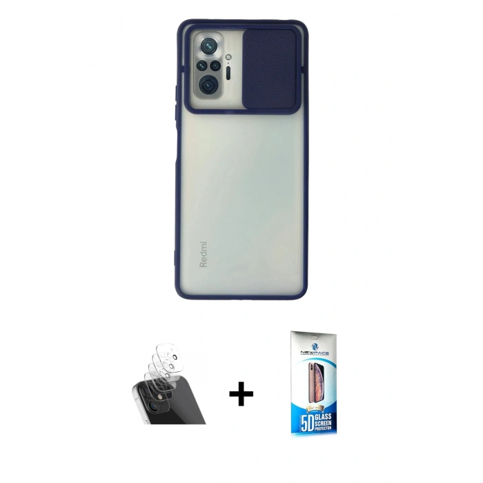 MARSİLYAN™- Redmi Note 10 Pro Kılıf Vadi Çizgi - Siyah 5D Eko Cam Ekran Koruyucu + Kamera Lens Koruma Cam - SF