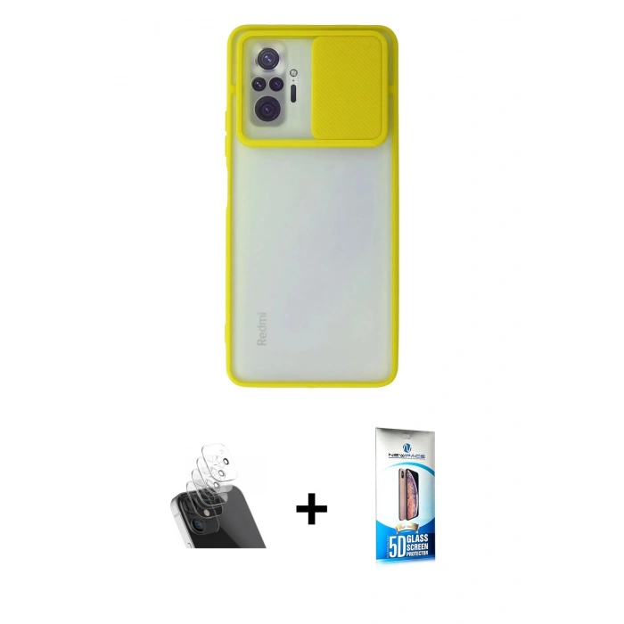 MARSİLYAN™- Redmi Note 10 Pro Kılıf Vadi Çizgi - Siyah 5D Eko Cam Ekran Koruyucu + Kamera Lens Koruma Cam - SF