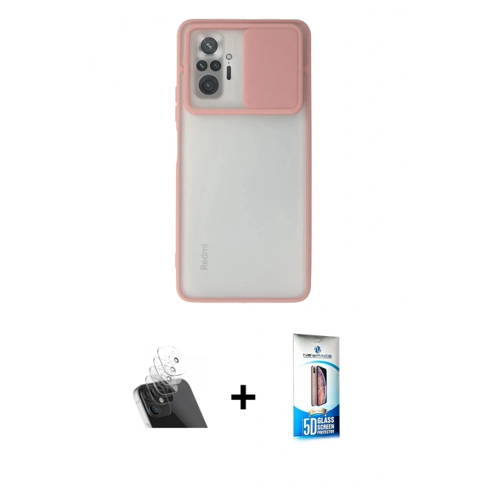 MARSİLYAN™- Redmi Note 10 Pro Kılıf Vadi Çizgi - Siyah 5D Eko Cam Ekran Koruyucu + Kamera Lens Koruma Cam - SF
