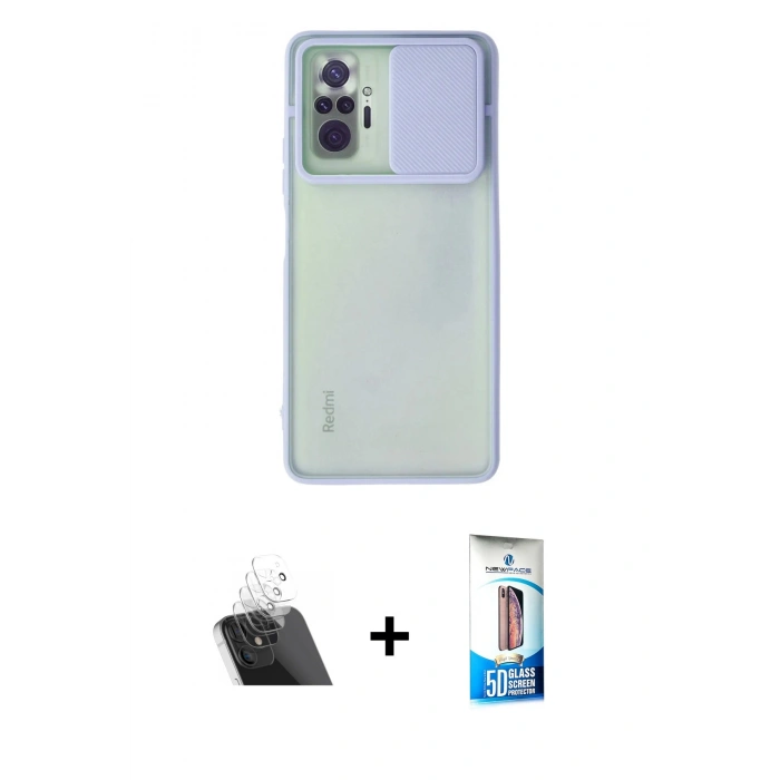 MARSİLYAN™- Redmi Note 10 Pro Kılıf Vadi Çizgi - Siyah 5D Eko Cam Ekran Koruyucu + Kamera Lens Koruma Cam - SF