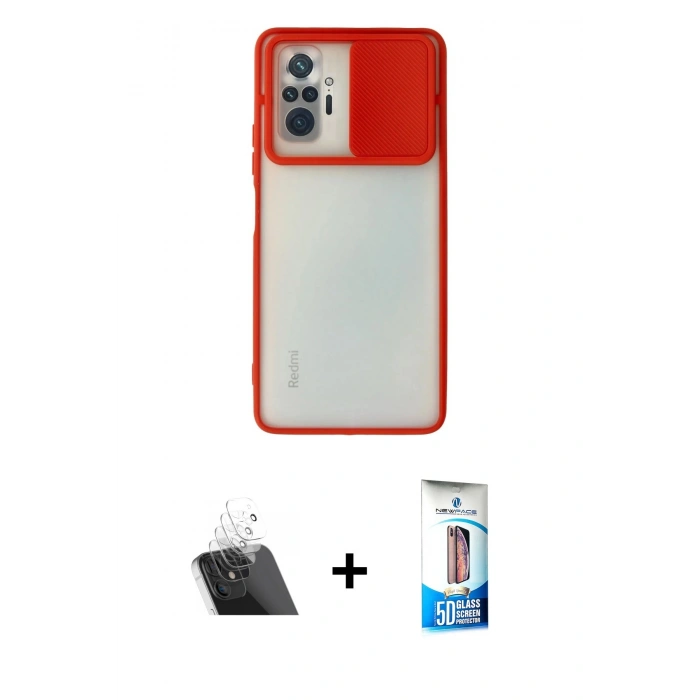 MARSİLYAN™- Redmi Note 10 Pro Kılıf Vadi Çizgi - Siyah 5D Eko Cam Ekran Koruyucu + Kamera Lens Koruma Cam - SF