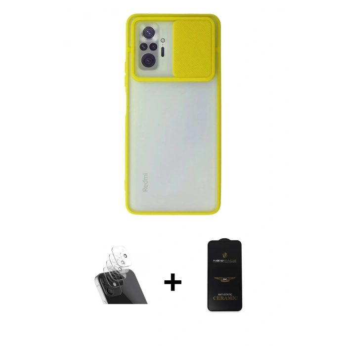 MARSİLYAN™- Redmi Note 10 Pro Kılıf Vadi Çizgi - Siyah 6D Antistatik Mat Seramik Hayalet Nano Ekran Koruyucu + Kamera Lens Koruma Cam - SF