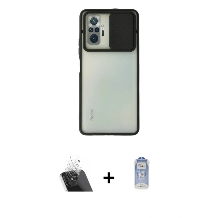 MARSİLYAN™- Redmi Note 10 Pro Kılıf Vadi Çizgi - Siyah Joko Magic 5D Cam + Kamera Lens Koruma Cam - SF