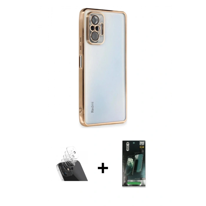 MARSİLYAN™- Redmi Note 10 Pro Kılıf Vadi Minimal - Şeffaf 360 Full Body Arka Koruyucu + Kamera Lens Koruma Cam - SF