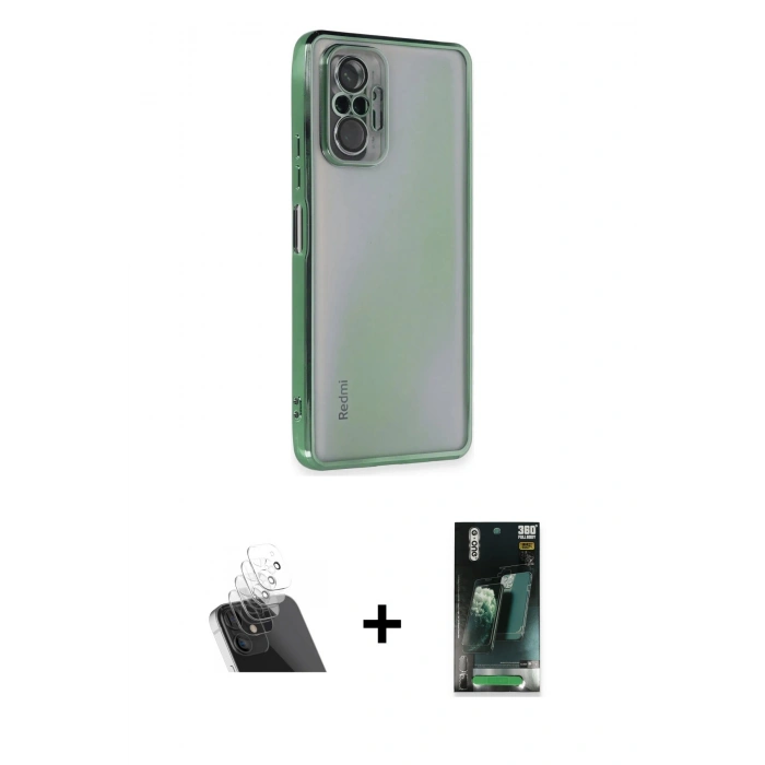 MARSİLYAN™- Redmi Note 10 Pro Kılıf Vadi Minimal - Şeffaf 360 Full Body Arka Koruyucu + Kamera Lens Koruma Cam - SF