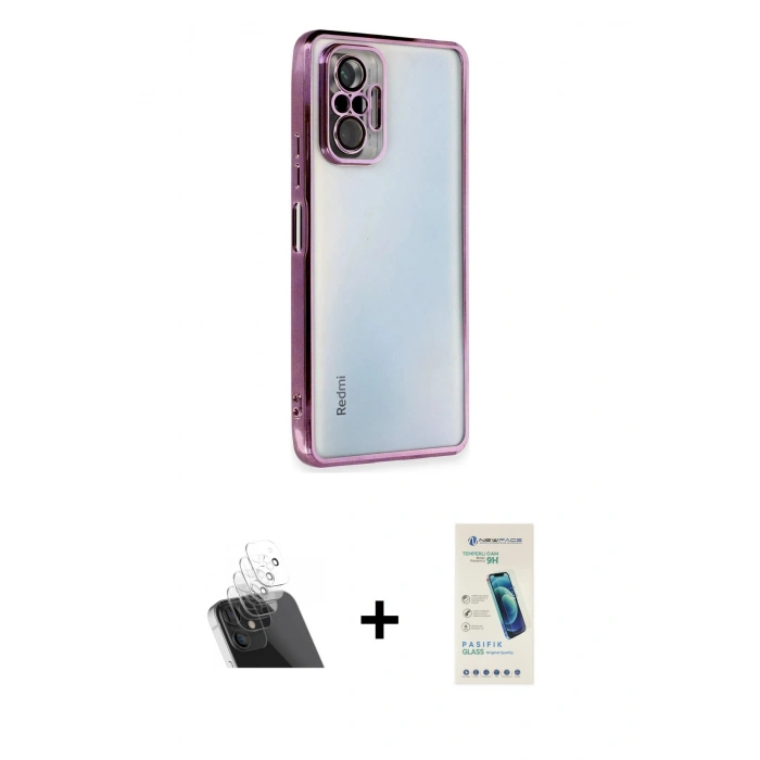MARSİLYAN™- Redmi Note 10 Pro Kılıf Vadi Minimal - Şeffaf Pasifik Cam Ekran Koruyucu + Kamera Lens Koruma Cam - SF