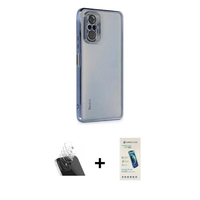MARSİLYAN™- Redmi Note 10 Pro Kılıf Vadi Minimal - Şeffaf Pasifik Cam Ekran Koruyucu + Kamera Lens Koruma Cam - SF