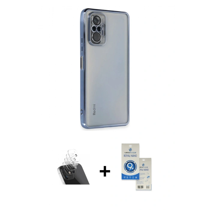 MARSİLYAN™- Redmi Note 10 Pro Kılıf Vadi Minimal - Şeffaf Royal Nano Ekran Koruyucu + Kamera Lens Koruma Cam - SF