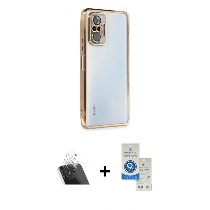 MARSİLYAN™- Redmi Note 10 Pro Kılıf Vadi Minimal - Şeffaf Royal Nano Ekran Koruyucu + Kamera Lens Koruma Cam - SF