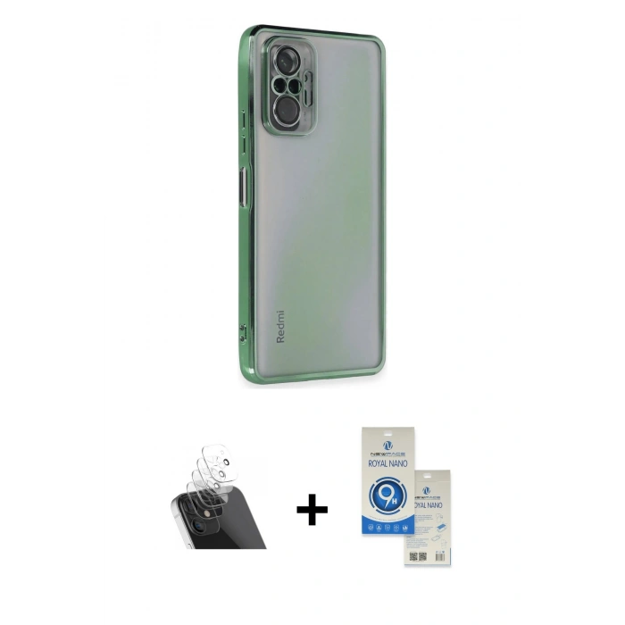 MARSİLYAN™- Redmi Note 10 Pro Kılıf Vadi Minimal - Şeffaf Royal Nano Ekran Koruyucu + Kamera Lens Koruma Cam - SF