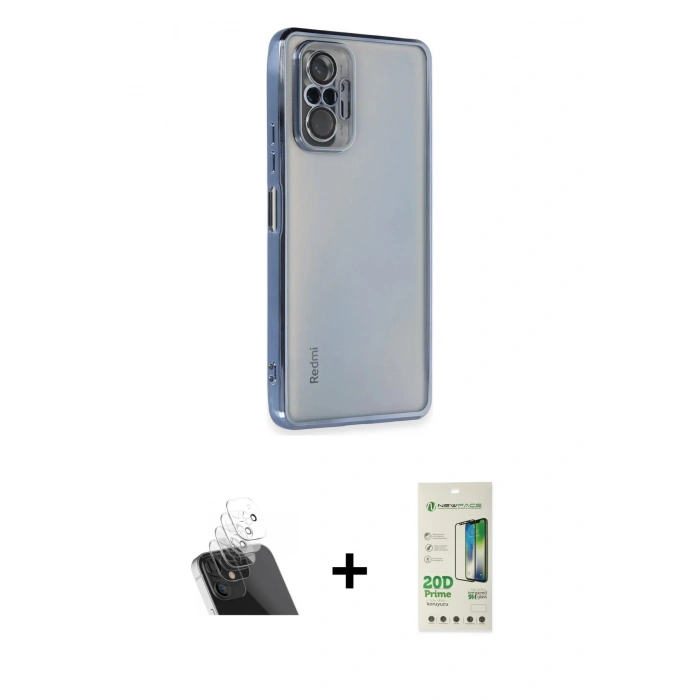 MARSİLYAN™- Redmi Note 10 Pro Kılıf Vadi Minimal - Siyah 20D Premium Cam Ekran Koruyucu + Şeffaf Kamera Lens Koruma Cam
