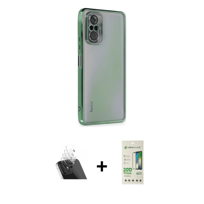 MARSİLYAN™- Redmi Note 10 Pro Kılıf Vadi Minimal - Siyah 20D Premium Cam Ekran Koruyucu + Şeffaf Kamera Lens Koruma Cam