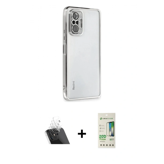 MARSİLYAN™- Redmi Note 10 Pro Kılıf Vadi Minimal - Siyah 20D Premium Cam Ekran Koruyucu + Şeffaf Kamera Lens Koruma Cam