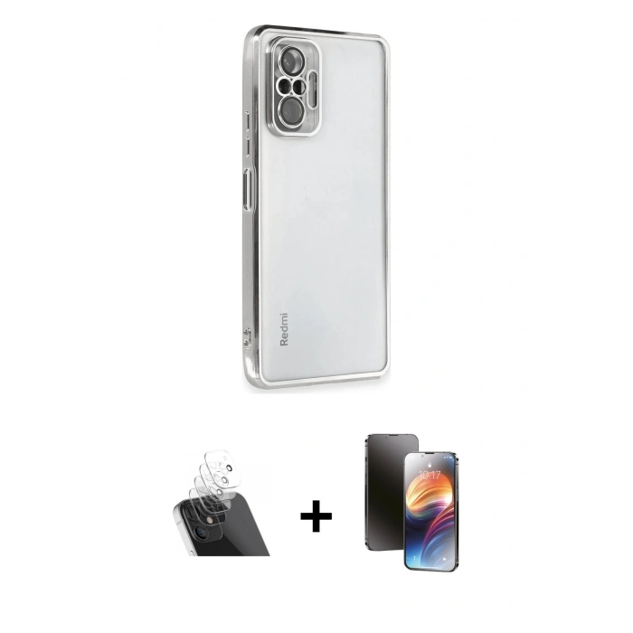 MARSİLYAN™- Redmi Note 10 Pro Kılıf Vadi Minimal - Siyah 3D Antistatik Mat Seramik Nano Ekran Koruyucu + Kamera Lens Koruma Cam - SF