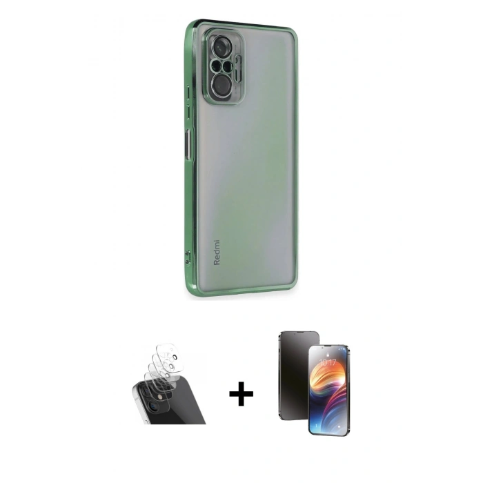 MARSİLYAN™- Redmi Note 10 Pro Kılıf Vadi Minimal - Siyah 3D Antistatik Mat Seramik Nano Ekran Koruyucu + Kamera Lens Koruma Cam - SF